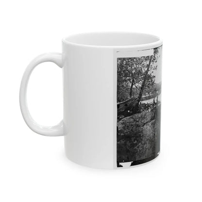 Washington, D.C. Georgetown Ferry-Boat Carrying Wagons, And Aqueduct Bridge Beyond, From Rocks On Mason's Island (U.S. Civil War) White Coffee Mug-Go Mug Yourself