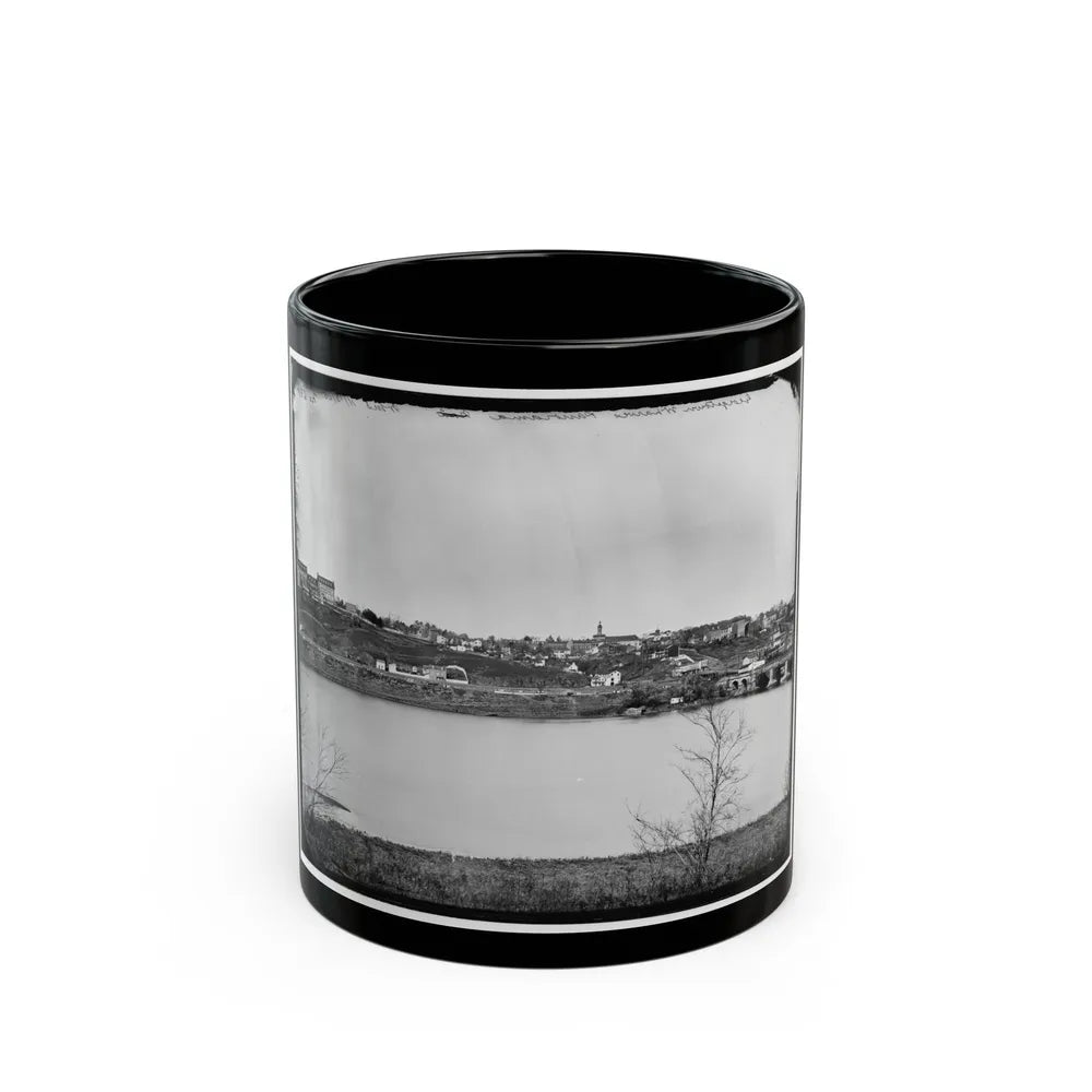 Washington, D.C. Georgetown From The Virginia Bank; Aqueduct Bridge At The Extreme Right (U.S. Civil War) Black Coffee Mug-11oz-Go Mug Yourself