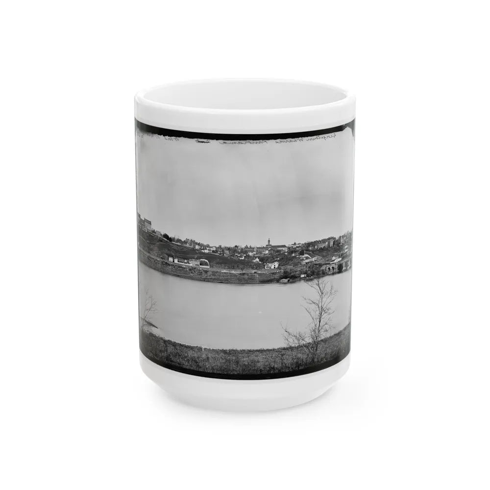 Washington, D.C. Georgetown From The Virginia Bank; Aqueduct Bridge At The Extreme Right (U.S. Civil War) White Coffee Mug-15oz-Go Mug Yourself