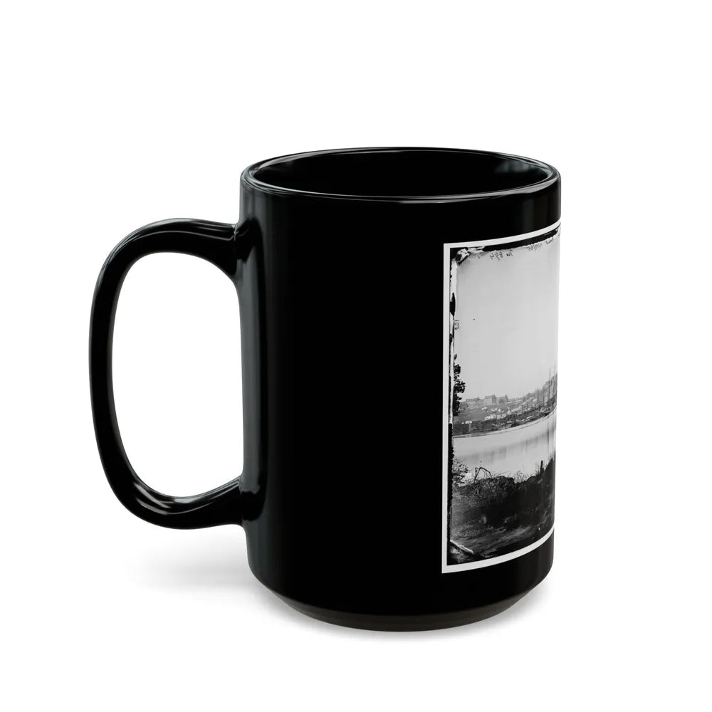 Washington, D.C. Georgetown Waterfront With Sailing Vessels, Seen From Mason's Island (U.S. Civil War) Black Coffee Mug-Go Mug Yourself