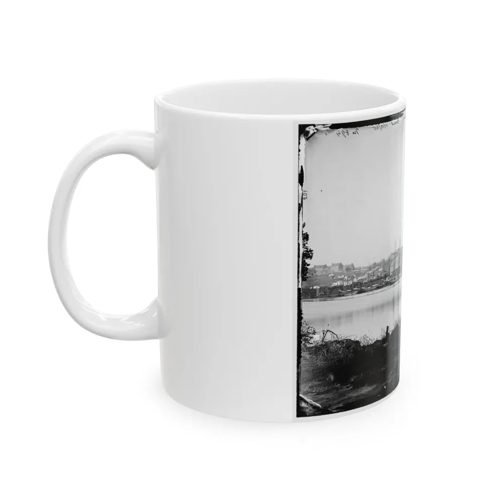 Washington, D.C. Georgetown Waterfront With Sailing Vessels, Seen From Mason's Island (U.S. Civil War) White Coffee Mug-Go Mug Yourself