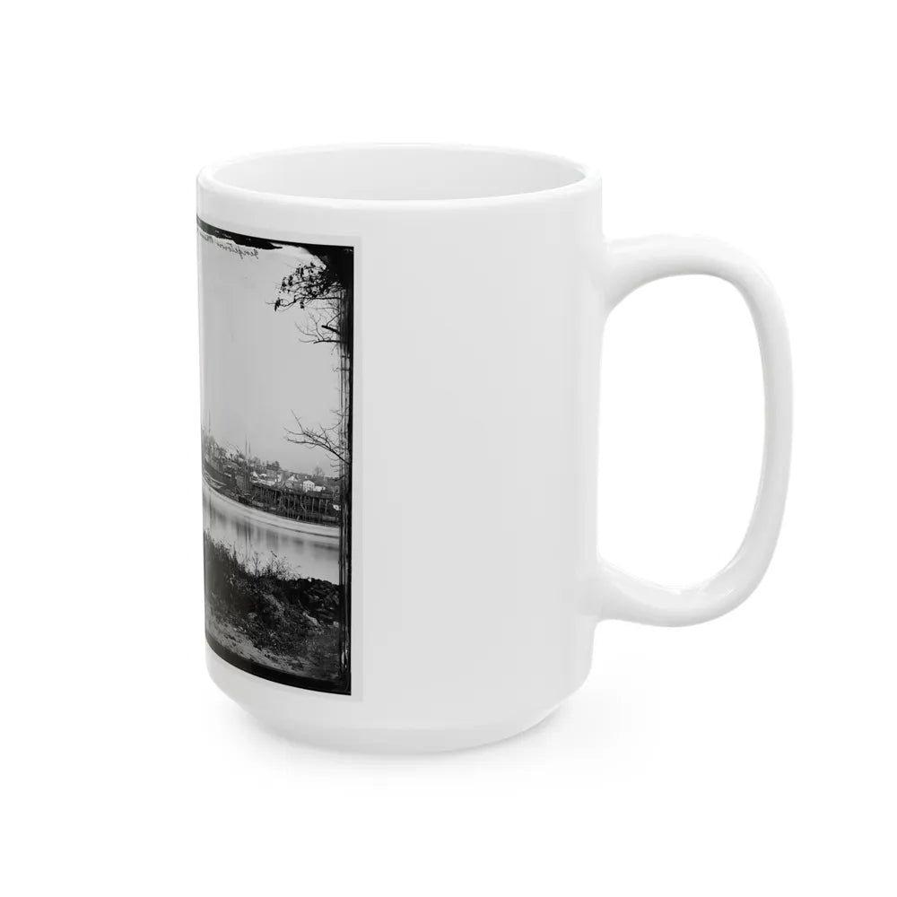 Washington, D.C. Georgetown Waterfront With Sailing Vessels, Seen From Mason's Island (U.S. Civil War) White Coffee Mug-Go Mug Yourself