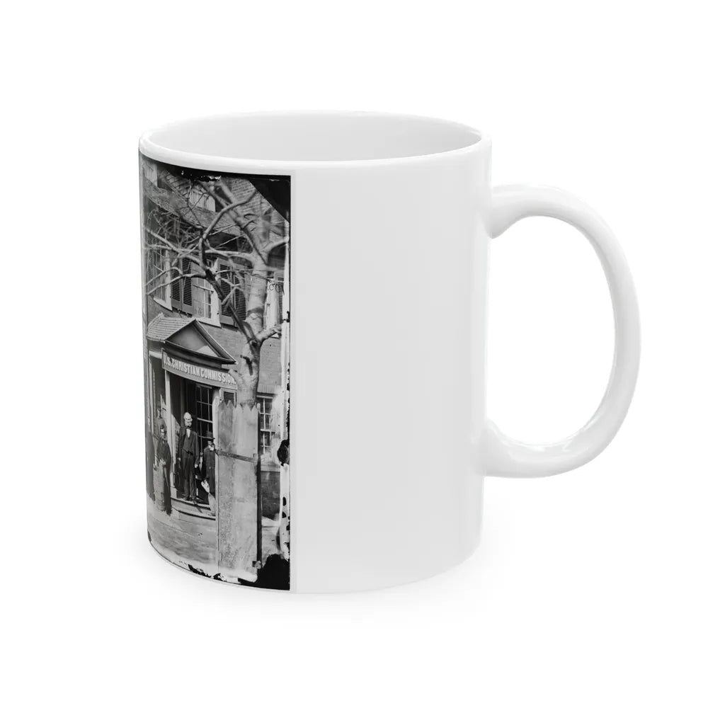 Washington, D.C. Group Before Office Of U.S. Christian Commission, 8th And H Sts. Nw (U.S. Civil War) White Coffee Mug-Go Mug Yourself