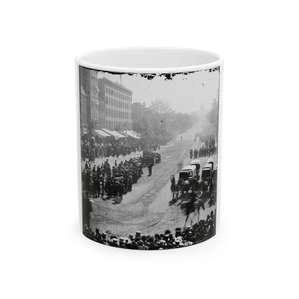 Washington, D.C. Group Of Ambulances Followed By Band And Infantry Units On Pennsylvania Avenue Near The Treasury (U.S. Civil War) White Coffee Mug-11oz-Go Mug Yourself