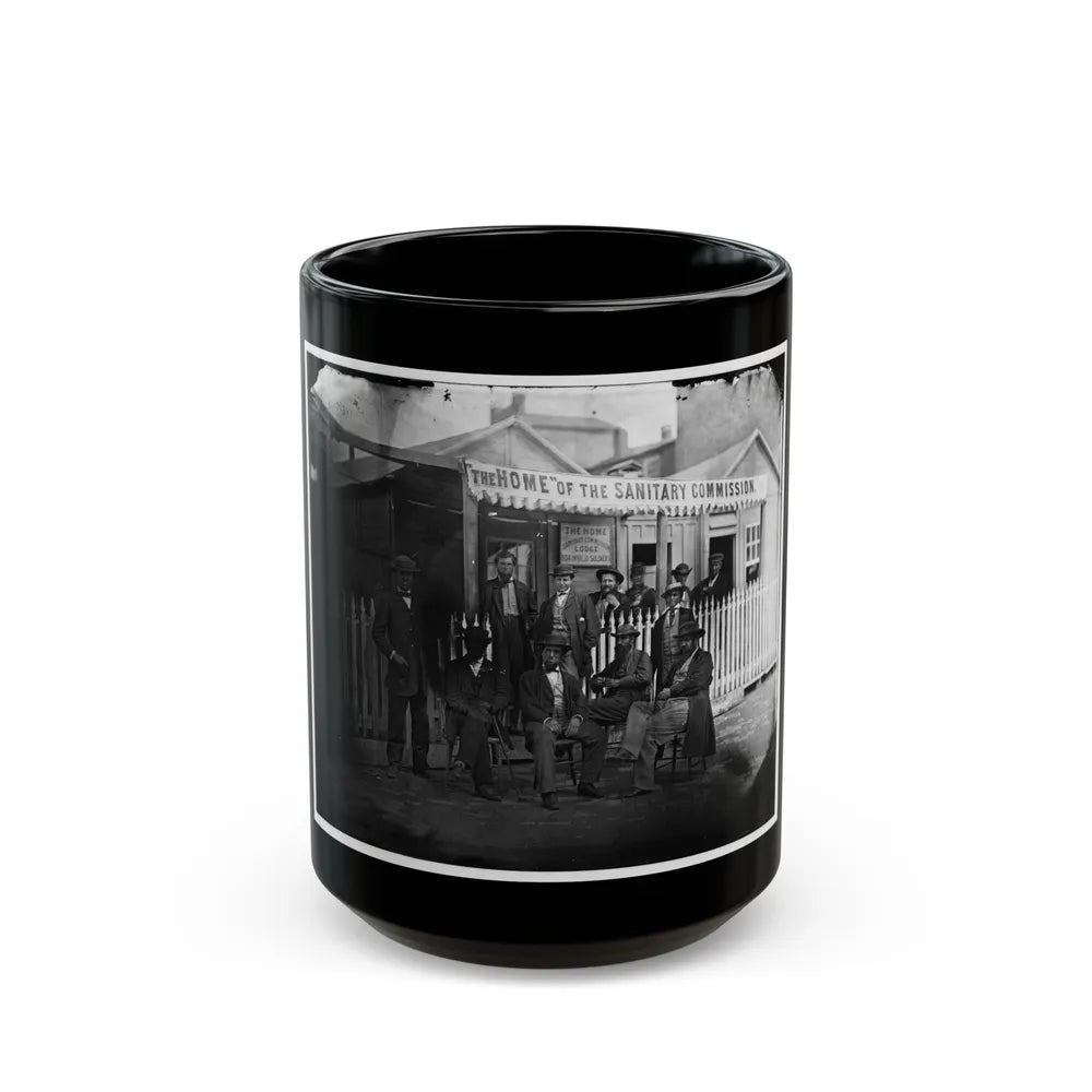 Washington, D.C. Group Of Sanitary Commission Workers At The Entrance Of The Home Lodge (U.S. Civil War) Black Coffee Mug-15oz-Go Mug Yourself