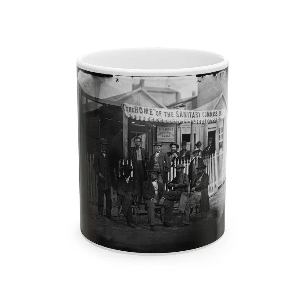 Washington, D.C. Group Of Sanitary Commission Workers At The Entrance Of The Home Lodge (U.S. Civil War) White Coffee Mug-11oz-Go Mug Yourself