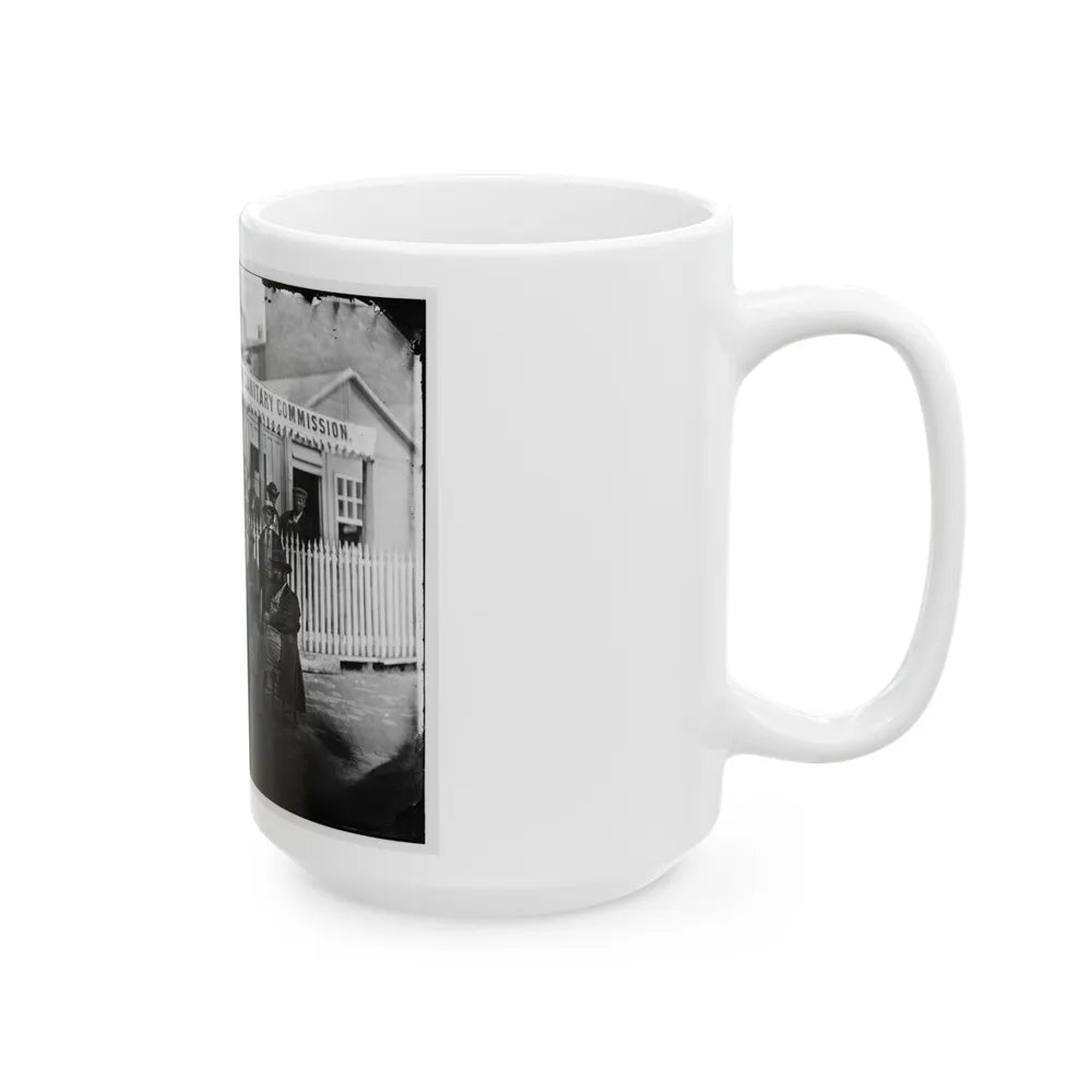 Washington, D.C. Group Of Sanitary Commission Workers At The Entrance Of The Home Lodge (U.S. Civil War) White Coffee Mug-Go Mug Yourself