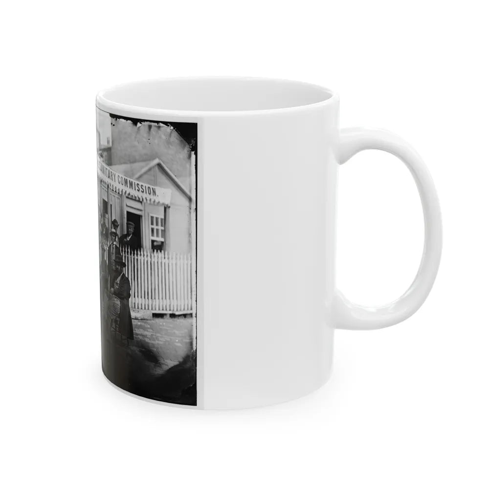 Washington, D.C. Group Of Sanitary Commission Workers At The Entrance Of The Home Lodge (U.S. Civil War) White Coffee Mug-Go Mug Yourself