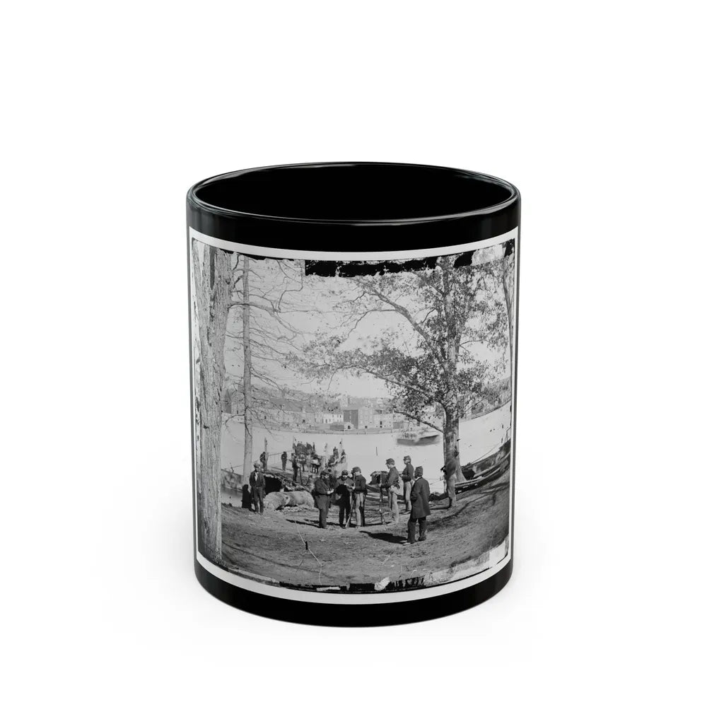 Washington, D.C. Guards At Ferry Landing On Mason's Island Examining A Pass (U.S. Civil War) Black Coffee Mug-11oz-Go Mug Yourself