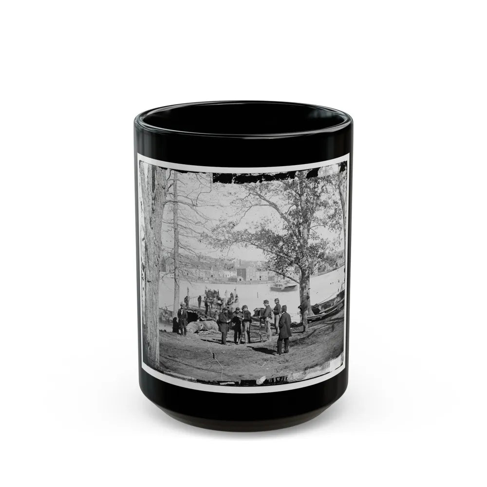 Washington, D.C. Guards At Ferry Landing On Mason's Island Examining A Pass (U.S. Civil War) Black Coffee Mug-15oz-Go Mug Yourself