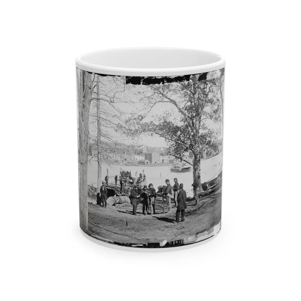 Washington, D.C. Guards At Ferry Landing On Mason's Island Examining A Pass (U.S. Civil War) White Coffee Mug-11oz-Go Mug Yourself