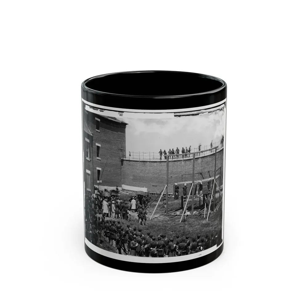 Washington, D.C. Hanging Hooded Bodies Of The Four Conspirators; Crowd Departing (U.S. Civil War) Black Coffee Mug-11oz-Go Mug Yourself