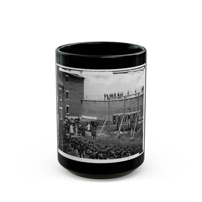 Washington, D.C. Hanging Hooded Bodies Of The Four Conspirators; Crowd Departing (U.S. Civil War) Black Coffee Mug-15oz-Go Mug Yourself