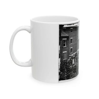 Washington, D.C. Hanging Hooded Bodies Of The Four Conspirators; Crowd Departing (U.S. Civil War) White Coffee Mug-Go Mug Yourself