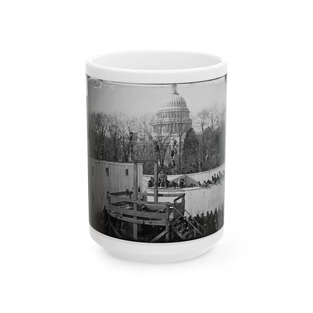 Washington, D.C. Hooded Body Of Captain Wirz Hanging From The Scaffold (U.S. Civil War) White Coffee Mug-15oz-Go Mug Yourself