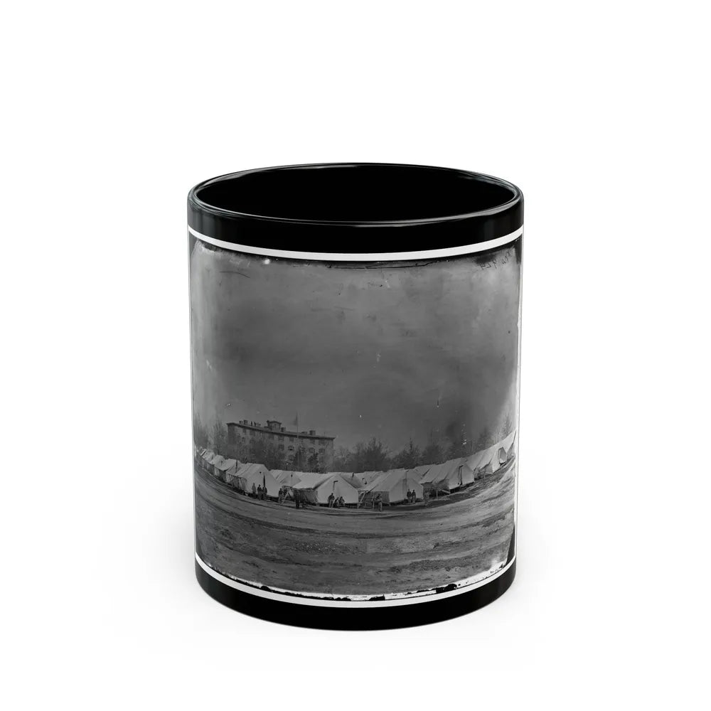 Washington, D.C. Hospital Tents At Camp Carver, With Columbian College Building (U.S. Civil War) Black Coffee Mug-11oz-Go Mug Yourself