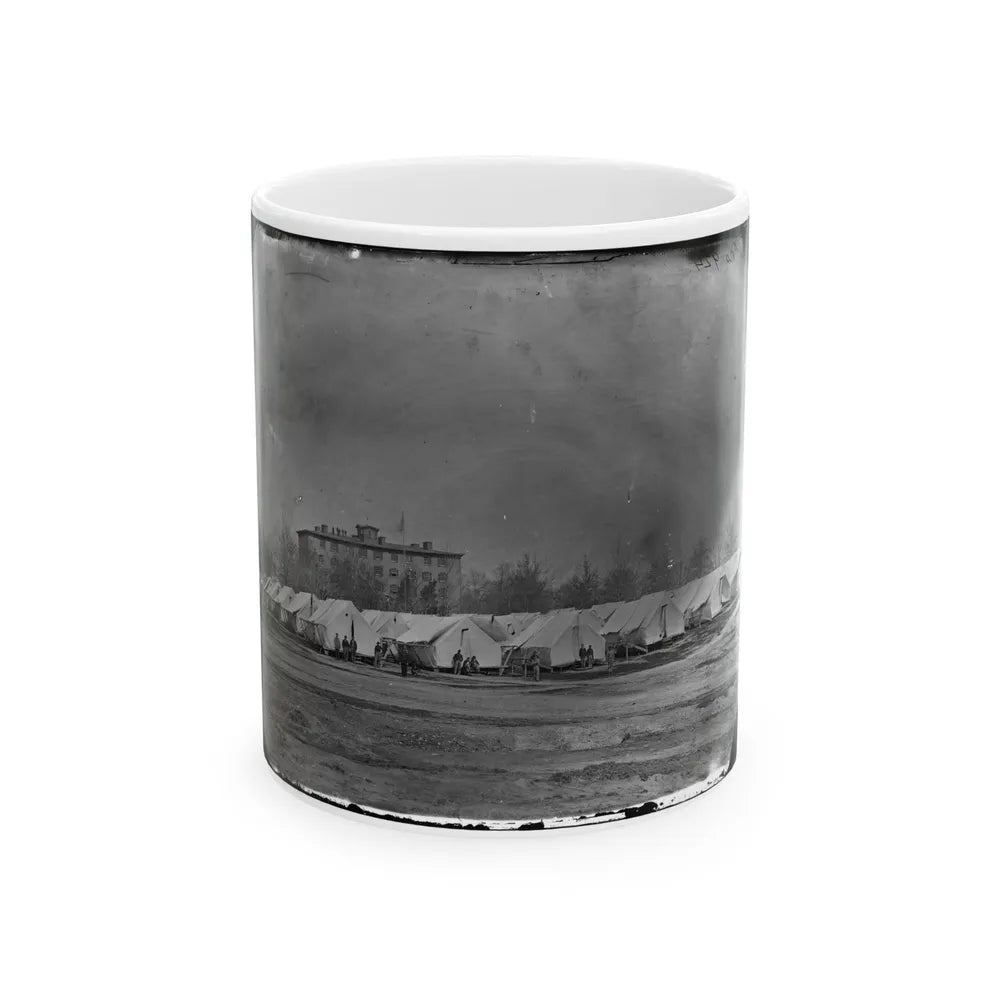 Washington, D.C. Hospital Tents At Camp Carver, With Columbian College Building (U.S. Civil War) White Coffee Mug-11oz-Go Mug Yourself