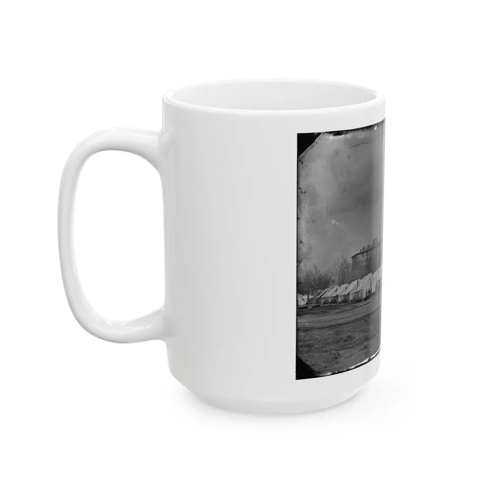 Washington, D.C. Hospital Tents At Camp Carver, With Columbian College Building (U.S. Civil War) White Coffee Mug-Go Mug Yourself