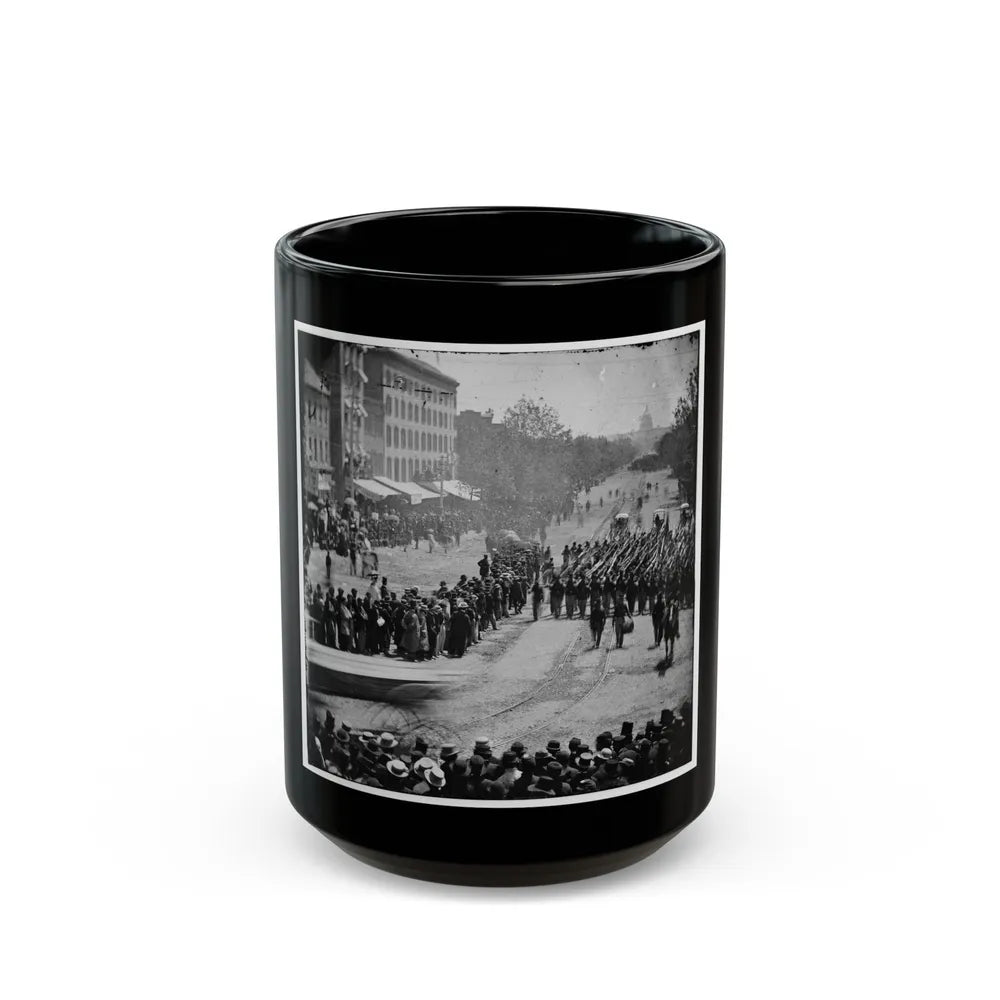 Washington, D.C. Infantry Unit With Fixed Bayonets Followed By Ambulances Passing On Pennsylvania Avenue Near The Treasury (U.S. Civil War) Black Coffee Mug-15oz-Go Mug Yourself