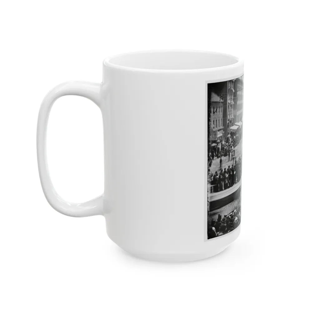 Washington, D.C. Infantry Unit With Fixed Bayonets Followed By Ambulances Passing On Pennsylvania Avenue Near The Treasury (U.S. Civil War) White Coffee Mug-Go Mug Yourself