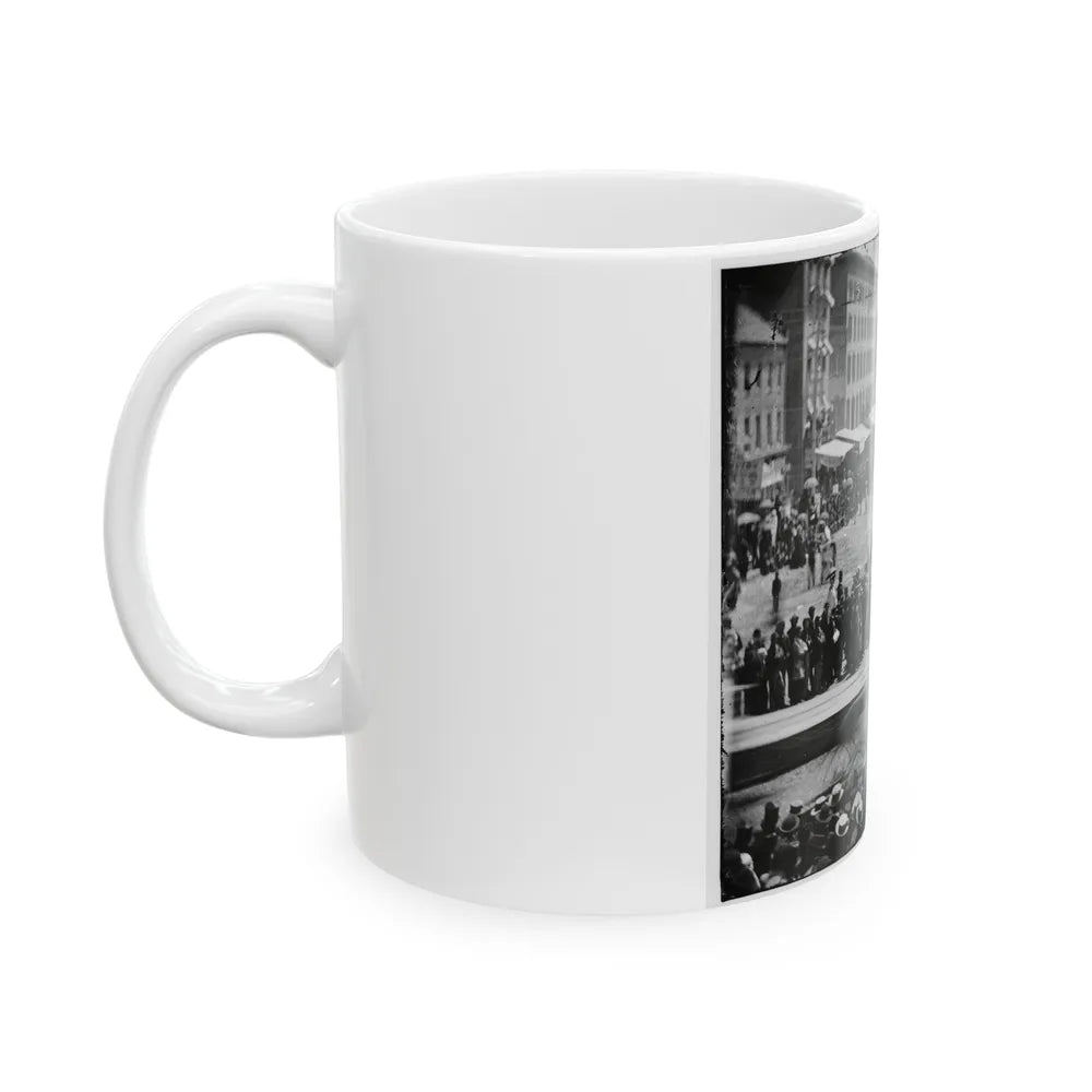 Washington, D.C. Infantry Unit With Fixed Bayonets Followed By Ambulances Passing On Pennsylvania Avenue Near The Treasury (U.S. Civil War) White Coffee Mug-Go Mug Yourself