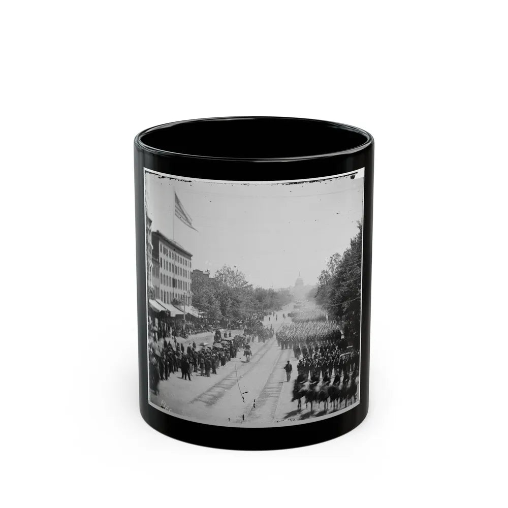 Washington, D.C. Infantry Units With Fixed Bayonets Passing On Pennsylvania Avenue Near The Treasury (U.S. Civil War) Black Coffee Mug-11oz-Go Mug Yourself