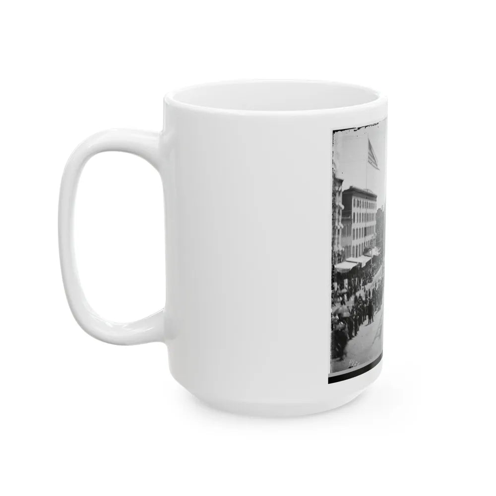 Washington, D.C. Infantry Units With Fixed Bayonets Passing On Pennsylvania Avenue Near The Treasury (U.S. Civil War) White Coffee Mug-Go Mug Yourself