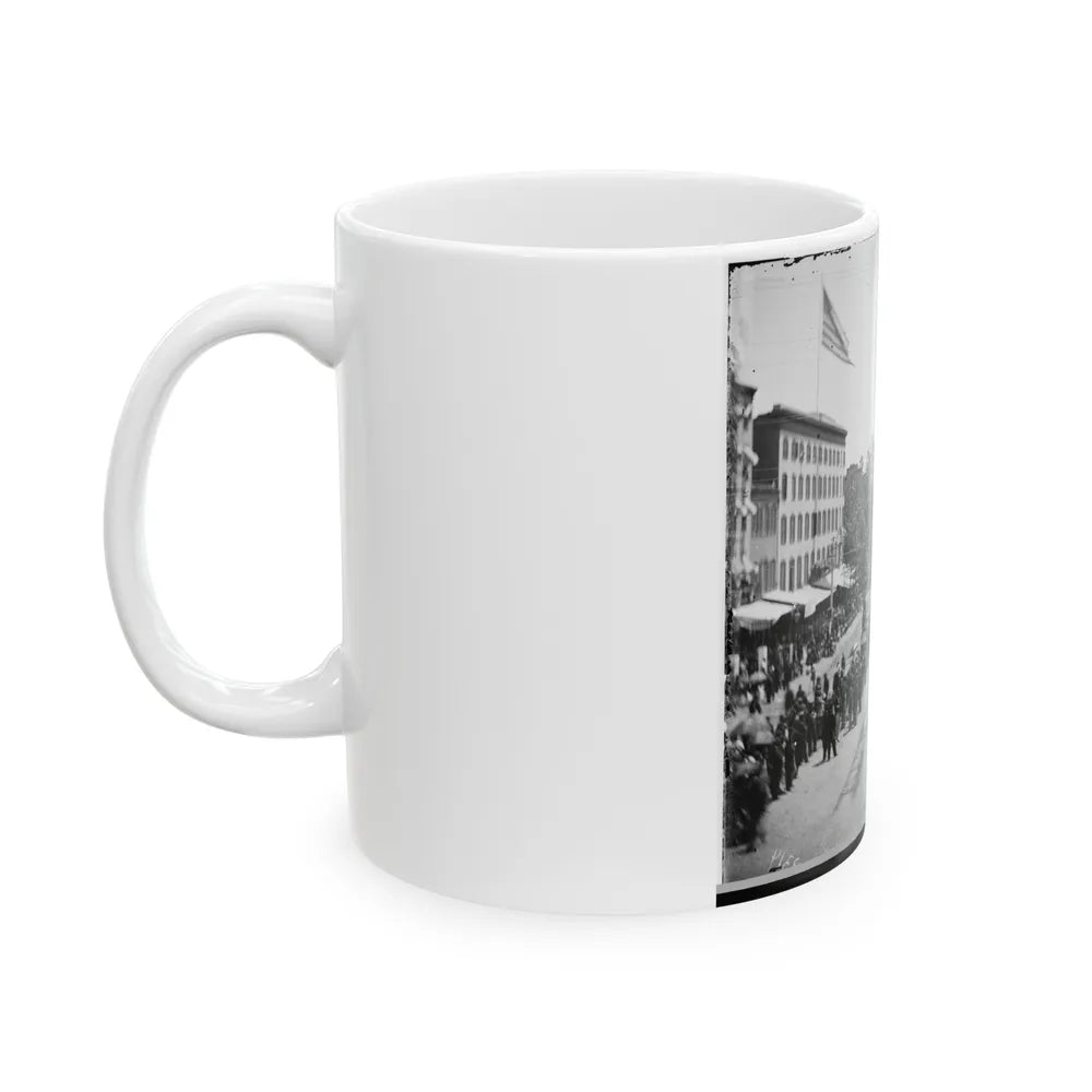 Washington, D.C. Infantry Units With Fixed Bayonets Passing On Pennsylvania Avenue Near The Treasury (U.S. Civil War) White Coffee Mug-Go Mug Yourself