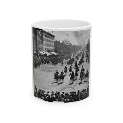 Washington, D.C. Mounted Officers And Unidentified Units Passing On Pennsylvania Avenue Near The Treasury (U.S. Civil War) White Coffee Mug-11oz-Go Mug Yourself