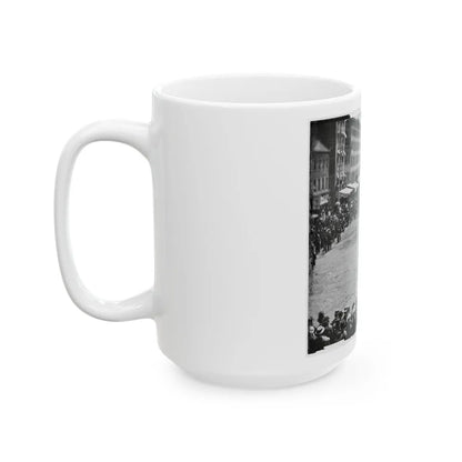 Washington, D.C. Mounted Officers And Unidentified Units Passing On Pennsylvania Avenue Near The Treasury (U.S. Civil War) White Coffee Mug-Go Mug Yourself