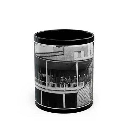 Washington, D.C. Officers And Clerks On A Porch At Signal Corps Headquarters (U.S. Civil War) Black Coffee Mug-11oz-Go Mug Yourself