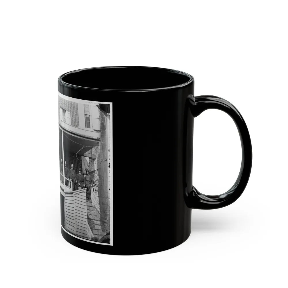 Washington, D.C. Officers And Clerks On A Porch At Signal Corps Headquarters (U.S. Civil War) Black Coffee Mug-Go Mug Yourself