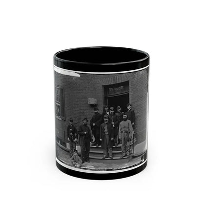 Washington, D.C. Officers At Door Of Seminary Hospital (Formerly Georgetown Female Seminary), 30th St. At N, Georgetown (U.S. Civil War) Black Coffee Mug-11oz-Go Mug Yourself