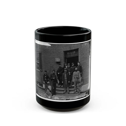 Washington, D.C. Officers At Door Of Seminary Hospital (Formerly Georgetown Female Seminary), 30th St. At N, Georgetown (U.S. Civil War) Black Coffee Mug-15oz-Go Mug Yourself