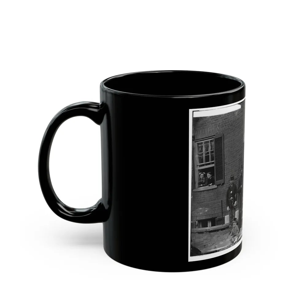 Washington, D.C. Officers At Door Of Seminary Hospital (Formerly Georgetown Female Seminary), 30th St. At N, Georgetown (U.S. Civil War) Black Coffee Mug-Go Mug Yourself