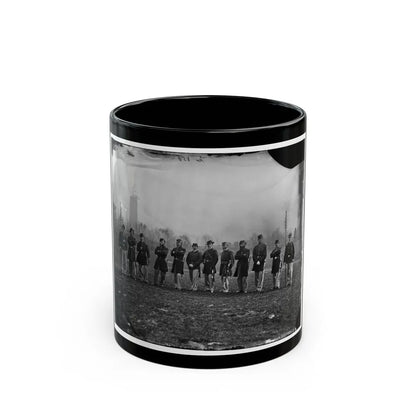 Washington, D.C. Officers Of The U.S. Treasury Battalion; Uncompleted Washington Monument In Left Background (U.S. Civil War) Black Coffee Mug-11oz-Go Mug Yourself