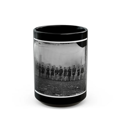 Washington, D.C. Officers Of The U.S. Treasury Battalion; Uncompleted Washington Monument In Left Background (U.S. Civil War) Black Coffee Mug-15oz-Go Mug Yourself