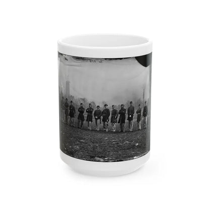 Washington, D.C. Officers Of The U.S. Treasury Battalion; Uncompleted Washington Monument In Left Background (U.S. Civil War) White Coffee Mug-15oz-Go Mug Yourself