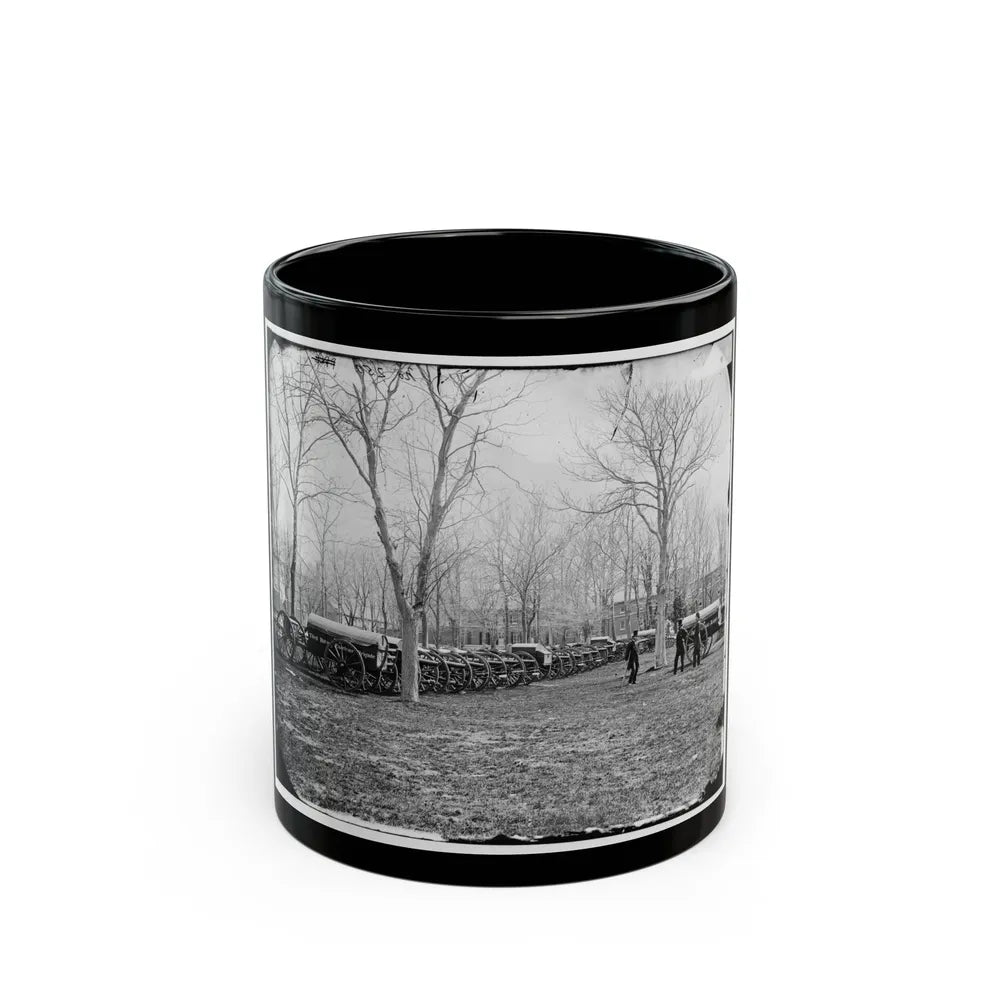 Washington, D.C. Park Of Wiard Guns At The Arsenal; H.L. Stuart, Nathaniel P. Willis, And Gen. Daniel E. Sickles At Right (U.S. Civil War) Black Coffee Mug-11oz-Go Mug Yourself