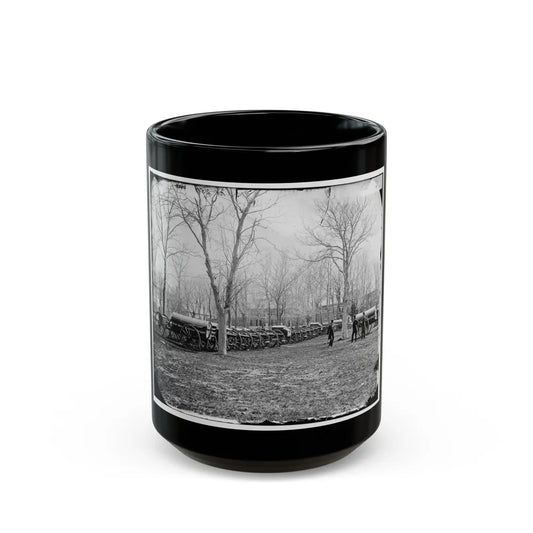 Washington, D.C. Park Of Wiard Guns At The Arsenal; H.L. Stuart, Nathaniel P. Willis, And Gen. Daniel E. Sickles At Right (U.S. Civil War) Black Coffee Mug-15oz-Go Mug Yourself