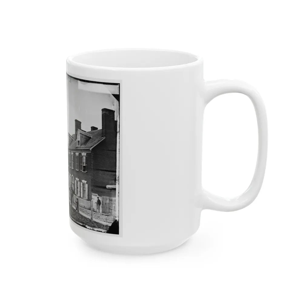 Washington, D.C. Quarters Of Gen. Alfred Pleasonton, And Government Horse Shoeing Shop At Left; 21st St. Near F Nw (U.S. Civil War) White Coffee Mug-Go Mug Yourself