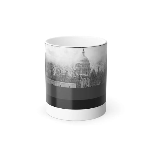 Washington, D.C. Soldier Springing the Trap; Men in Trees and Capitol Dome Beyond (U.S. Civil War) Color Changing Coffee Mug 11oz-11oz-Go Mug Yourself