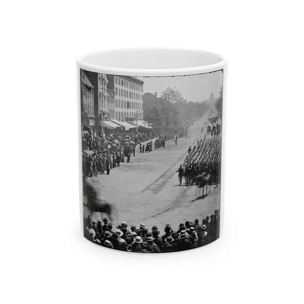 Washington, D.C. Units Of 20th Army Corps, Army Of Georgia, Passing On Pennsylvania Avenue Near The Treasury (U.S. Civil War) White Coffee Mug-11oz-Go Mug Yourself