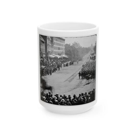Washington, D.C. Units Of 20th Army Corps, Army Of Georgia, Passing On Pennsylvania Avenue Near The Treasury (U.S. Civil War) White Coffee Mug-15oz-Go Mug Yourself