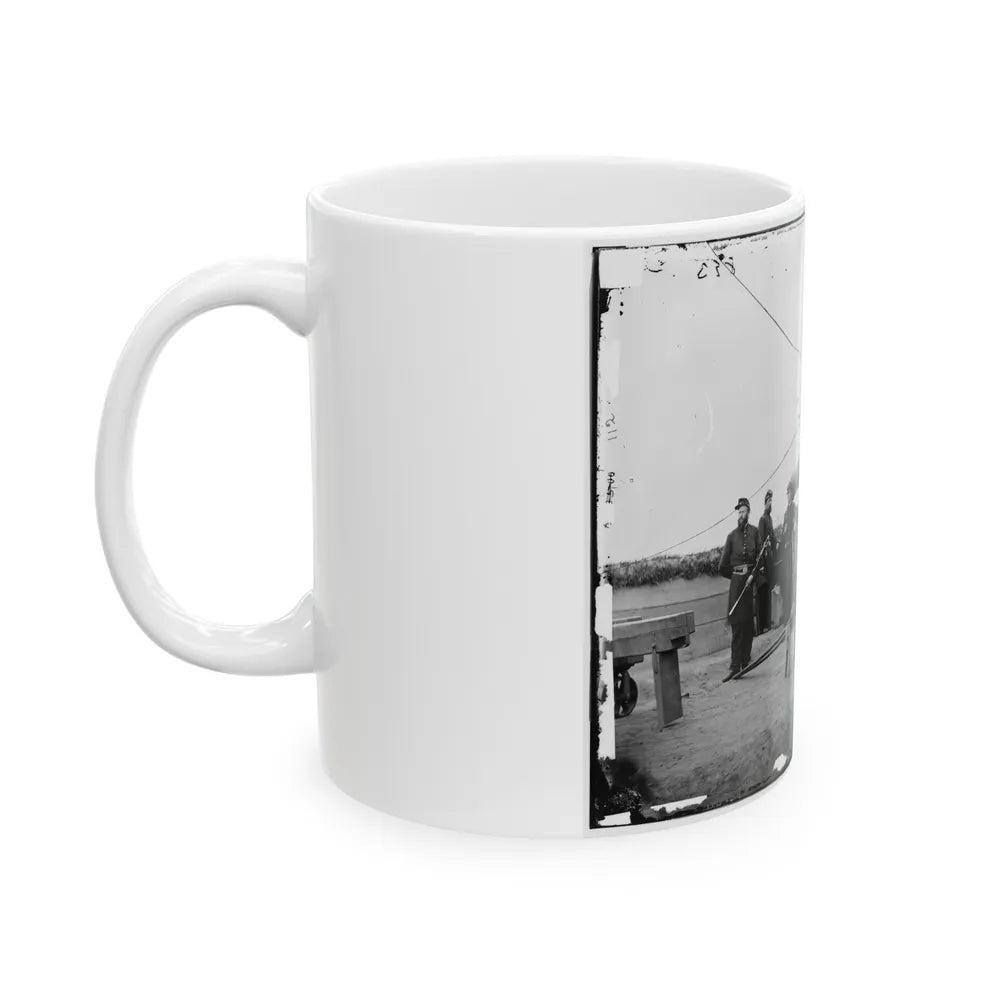 Washington, D.C., Vicinity. Seven Officers By A Big Gun In A Fort (U.S. Civil War) White Coffee Mug-Go Mug Yourself