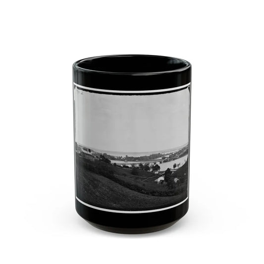 Washington, D.C. View From Georgetown Heights, With Aqueduct Bridge And Mason's Island (U.S. Civil War) Black Coffee Mug-15oz-Go Mug Yourself