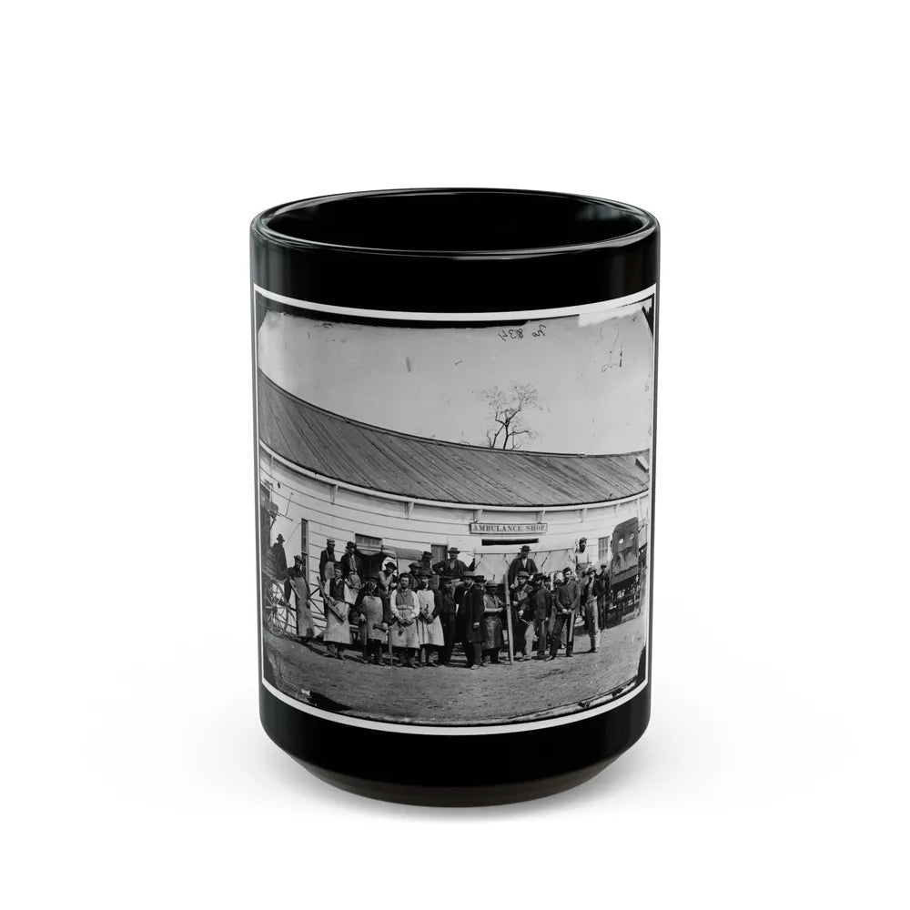 Washington, D.C. Workmen In Front Of The Ambulance Shop (U.S. Civil War) Black Coffee Mug-15oz-Go Mug Yourself