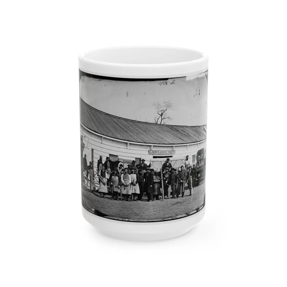 Washington, D.C. Workmen In Front Of The Ambulance Shop (U.S. Civil War) White Coffee Mug-15oz-Go Mug Yourself