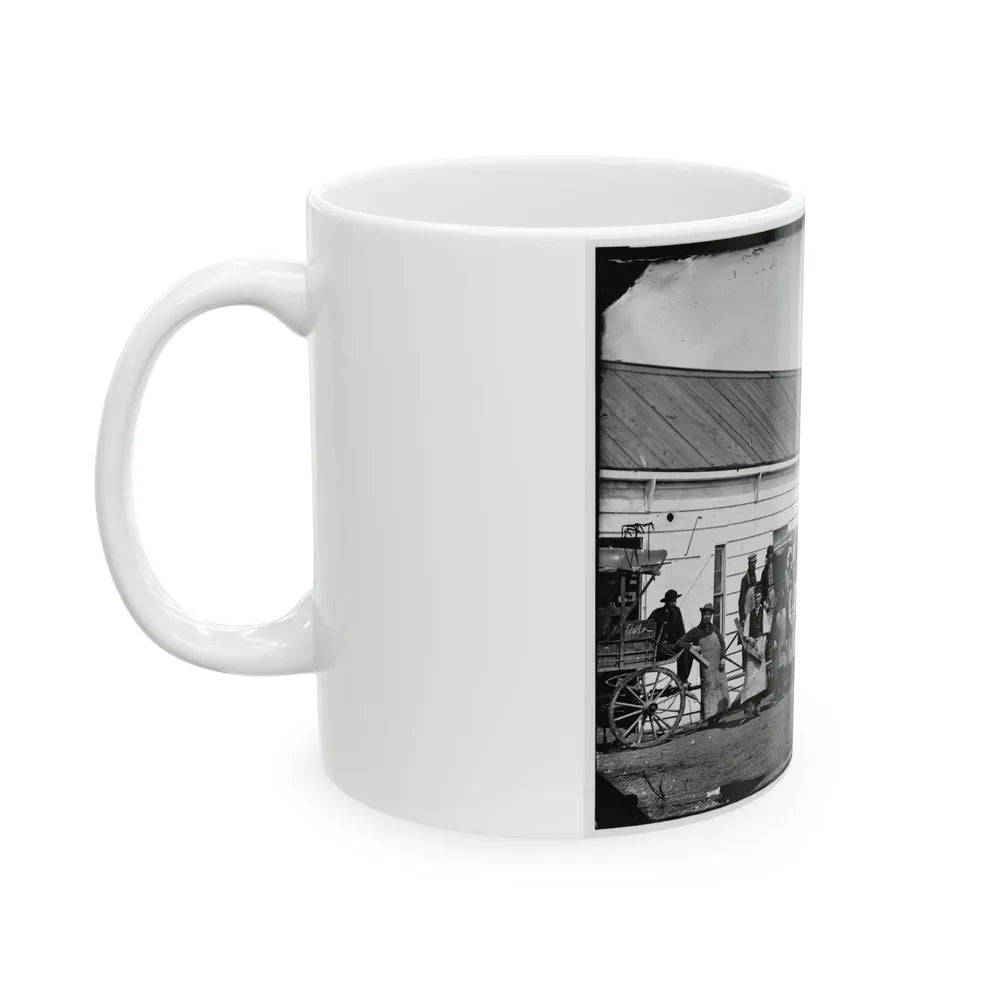 Washington, D.C. Workmen In Front Of The Ambulance Shop (U.S. Civil War) White Coffee Mug-Go Mug Yourself