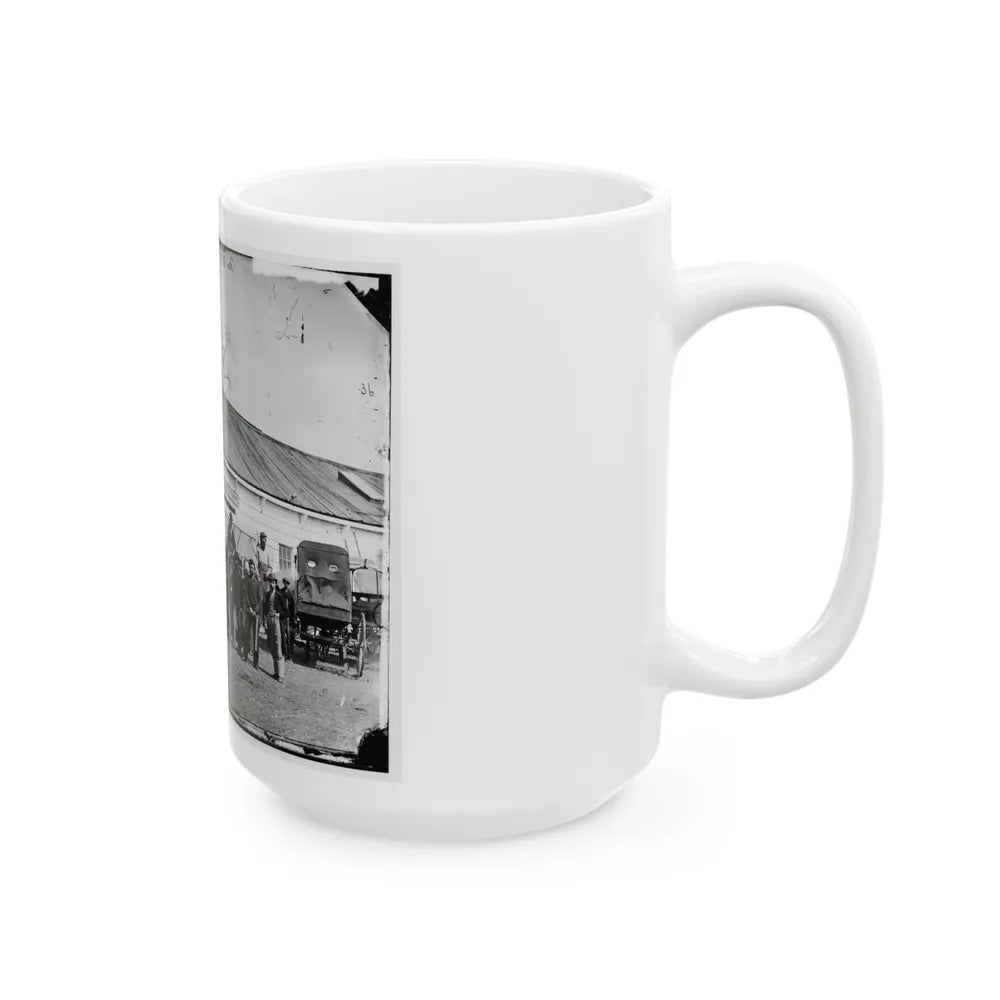 Washington, D.C. Workmen In Front Of The Ambulance Shop (U.S. Civil War) White Coffee Mug-Go Mug Yourself